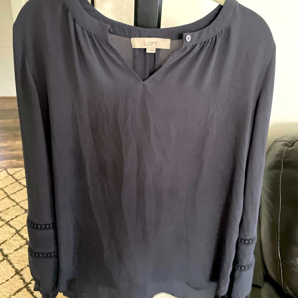 Loft grey long sleeve blouse XS